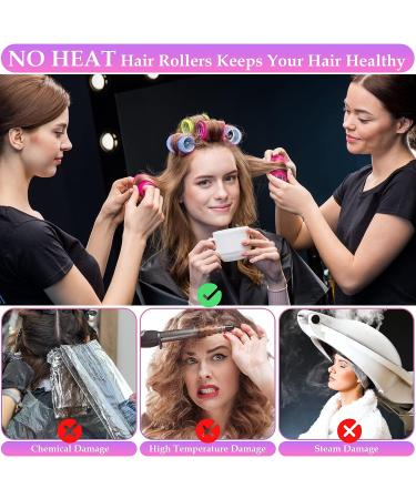 Qinzave 52PCS Jumbo Hair Rollers with Storage Bag: Self Grip Rollers in 5 Sizes, Stainless Steel Clips, Heatless Hair Roller Set for Long, Medium, Short Hair - Buy Online on GoSupps.com