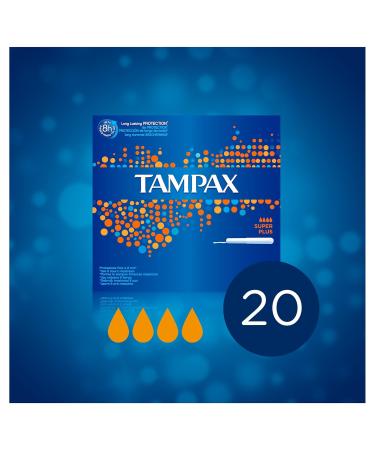 Tampax Super Plus Tampons Applicator Box - 20 Count | Buy Internationally | Best Absorbency & Comfort - Buy Online on GoSupps.com
