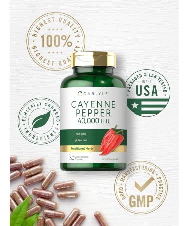 Carlyle Cayenne Pepper Capsules | 40,000 HU | Non-GMO and Gluten Free Supplement - Buy Online on GoSupps.com