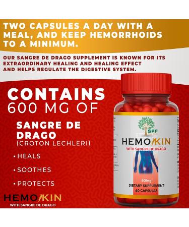 Hemokin with Sangre de Drago Hemorrhoid & Fissure Relief Supplement - 60 Caps | Soothes Itching & Swelling Naturally - Buy Online on GoSupps.com