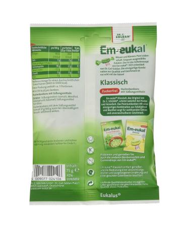 Em-Eukal Classic Sugar-Free Cough Drops - 75g | Soothing & Delicious | International Shipping Available - Buy Online on GoSupps.com