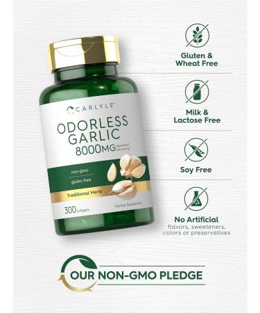 Carlyle Odorless Garlic Softgels | 300 Count | High Potency Formula | Non-GMO and Soy Free - Buy Online on GoSupps.com