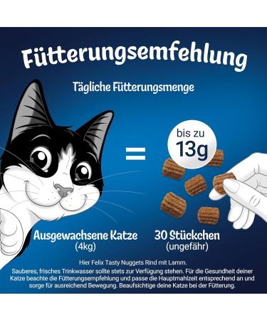 FELIX Tasty Nuggets Cat Snack with Chicken & Duck - Pack of 6 (6 x 180g) | International Shipping - Buy Online on GoSupps.com