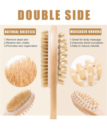 Soft 2-in-1 Shower Brush with Long Handle - Natural Bristles Bath Brush - 40cm Back Scrubber for Shower | Use in Shower - 1 Count - Buy Online on GoSupps.com