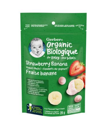 GERBER Organic Yogurt Melts Strawberry Banana Toddler Snack 28 g