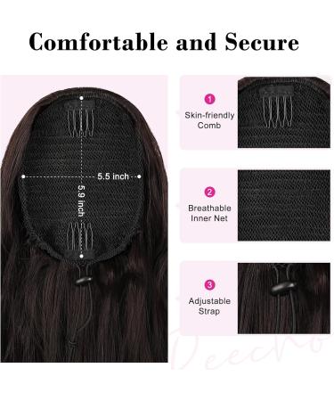 REECHO 26 Long Beach Wave Synthetic Drawstring Ponytail Extension - Chestnut Brown with Highlights - Buy Online on GoSupps.com