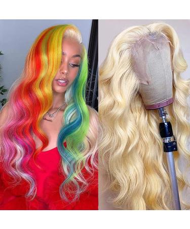 HELLOSH 26 Inch Blonde Lace Front Wigs Human Hair 13x4 Blonde Wig Human Hair 613 Lace Front Wig Human Hair Pre Plucked with Baby Hair 26 Inch (Pack of 1) 13x4 613 Hd Lace Frontal Wig