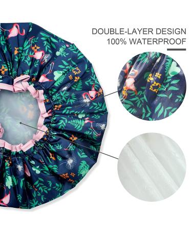 BEAUTAIL Reusable Flamingo Shower Cap - Double Layer Waterproof Bathing Hat for Long Hair - 1 Pack Large Size - Hair Protector for Women, Kids, Girls, Men - Buy Online on GoSupps.com