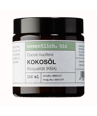 Organic cold-pressed coconut oil 100ml from essential. (glass jar)