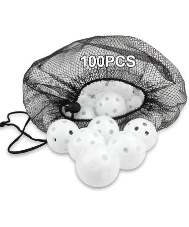 Kahuayi 100 Pack Practice Golf Balls - Airflow Hollow Plastic Balls for Driving Range & Swing Practice - White Pool Balls for Home Training - Buy Online on GoSupps.com