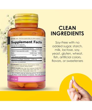 MASON NATURAL 1500mg Collagen with Vitamin C Biotin & Calcium 40 Day Supply Capsules Supplement for Hair Skin and Nails. Unflavored 120 Count (Pack of 1) - Buy Online on GoSupps.com