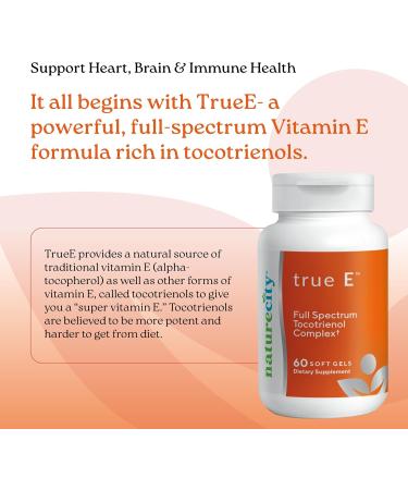 True-E Full Spectrum Vitamin E Tocotrienols Alpha Tocopherol Complex 60 Soft Gels - Buy Online on GoSupps.com