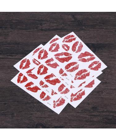 Lurrose 6pcs Red Lips Temporary Tattoo Stickers - Waterproof Face & Body Decorations for Girls and Kids - Buy Online on GoSupps.com