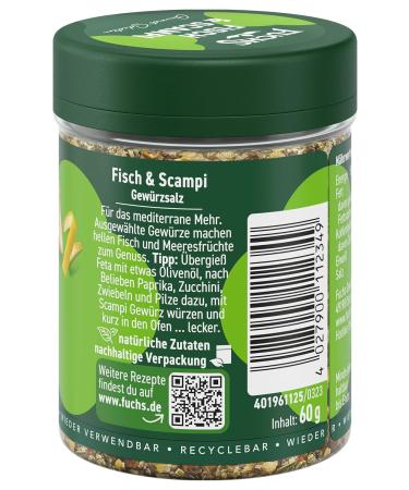 Fuchs Gourmet Selection Mediterrana - Fish & Scampi Spice Mix | Vegan Herb Blend for Delicious Fish Dishes | 60g Refillable Spice - Buy Online on GoSupps.com