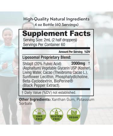 Maxx Herb Pure Himalayan Shilajit Liquid Liposomal Formula with Black Pepper BioPerine & Cacao - Energy Boost & Immune Support 85+ Trace Minerals 20% Fulvic Acid 4 Oz Bottle (60 Servings) - Buy Online on GoSupps.com