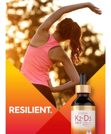 Carlyle Vitamin D3 K2 Liquid Drops | 2 Fl Oz | MK-7 Supplement | Vegetarian Non-GMO Gluten and Soy Free Formula - Buy Online on GoSupps.com