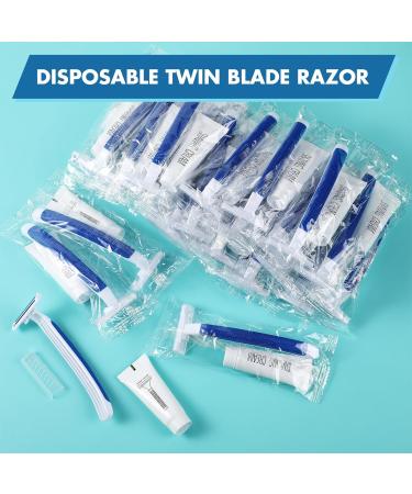 50 Sets Disposable Razors in Bulk - Twin Blade Razors with Shaving Cream | Individually Wrapped for Men & Women | Perfect for Homeless Hotels Shelters & Travel - Buy Online on GoSupps.com