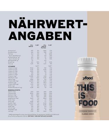 Yfood Drink Classic Choco - Delicious On-the-Go Meal Replacement 21g Protein 26 Vitamins & Minerals 8 x 330ml 2.00 Deposit - Buy Online on GoSupps.com