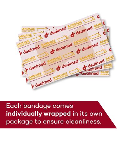 Dealmed Fabric Fingertip Adhesive Bandages - 100 Count (1 Pack), Latex-Free, Non-Stick Pad, 1 3/4 x 3 - First Aid Wound Care - Buy Online on GoSupps.com