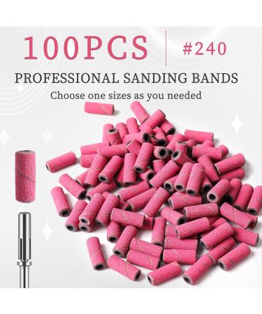 BQAN 240 Grit Sanding Bands for Nail Drills - 100pcs Pink Fine Grit Bands with 3.1mm Mandrel for Acrylic Nails & Gel Manicure - Buy Online on GoSupps.com