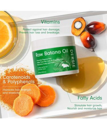 Raw Batana Oil for Hair Growth - 100% Pure & Organic | Unrefined Solid Oil from Honduras | Dr Sebi Approved | Thicker & Stronger Hair for Men & Women (4 FL OZ - Buy Online on GoSupps.com