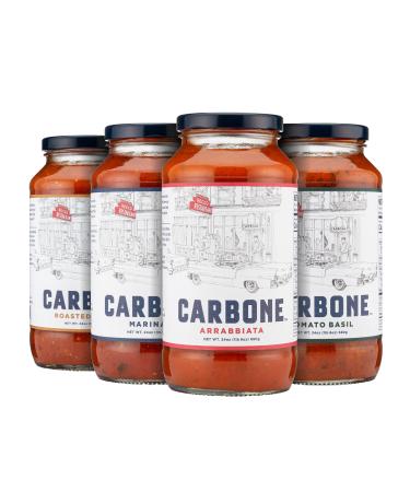 Carbone Pasta Sauce Variety Pack of Arrabbiata, Marinara, Tomato Basil, and Roasted Garlic | Tomato Sauce Made with Fresh & All-Natural Ingredients | Non GMO, Vegan, Gluten Free, Low Carb Pasta Sauce | 24 Fl Oz (Pack of 4)…