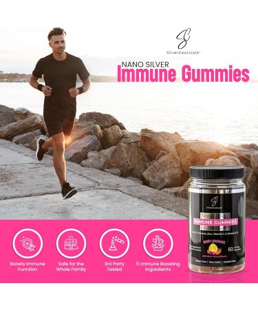 Immune Gummies - Sambucus Elderberry - Vitamin C & D - Zinc - Save Your Sick Days - Kids & Adults - Safe Ages 4 & Up - Nano Colloidal Silver - Gluten & Gelatin Free Non-GMO - Berry Lemonade - 60 Count - Buy Online on GoSupps.com