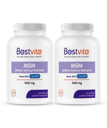 MSM 1000mg Made with OptiMSM (480 Capsules) (240 x 2) - No Stearates - GMO Free - Gluten Free - Joint Support - Buy Online on GoSupps.com