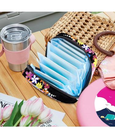 Javenproeqt Portable Women's Binding-Up Bag | Menstrual Cup Pocket & Tampon Holder for Teen Girls | Multi-Colored Flower & Butterfly Design - Buy Online on GoSupps.com
