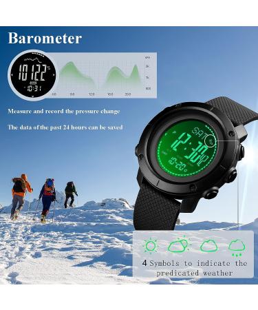WINKONMU Military Watches with Compass Altimeter Barometer Pedometer Thermometer  Outdoors Watch for Men 1427-Black - Buy Online on GoSupps.com