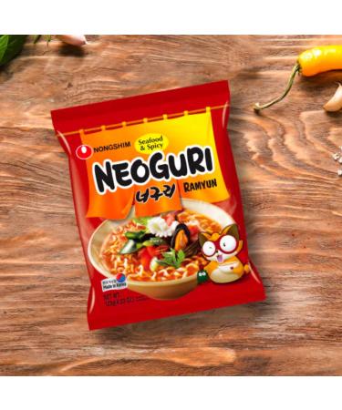 Nongshim Neoguri Seafood and Spicy Flavour 120g (Pack of 10) - Instant Korean Ramen Noodle - Buy Online on GoSupps.com