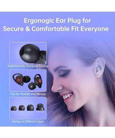 Reusable Silicone Earplugs for Noise Reduction - 25-33db Noise Canceling Earplugs for Sleeping, Working, Studying - Black - Buy Online on GoSupps.com