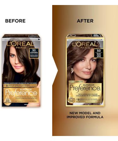L'Oreal Paris Superior Preference Hair Dye Hair Color for Women 50 Natural Brown Hair Dye Permanent Hair Color 100% Grey Coverage 9 weeks of Luminous Fade-Defying 1 Hair Dye Kit (Pack of 2) (Packaging May Vary) Neutral Brown Brown - Buy Online on GoSupps.com