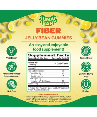 Human Beanz Fiber Jellybean Gummies - 150 Nutritional Vegetarian Supplements - Buy Online on GoSupps.com