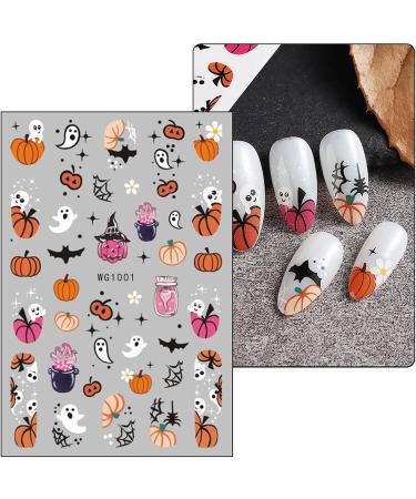 JMEOWIO 8 Sheets Halloween Nail Art Stickers Decals Self-Adhesive Cute Ghost Pink Pumpkin Nail Supplies Nail Art Design Decoration Accessories - Buy Online on GoSupps.com