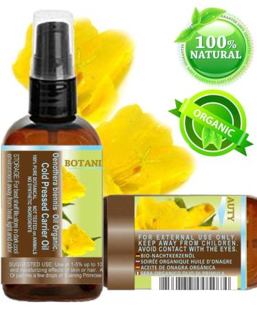 Evening Primrose Oil 100% Pure Natural Cold Pressed Carrier Oil for Face Skin Hair & Nails - 2 Fl. oz | Botanical Beauty - Buy Online on GoSupps.com