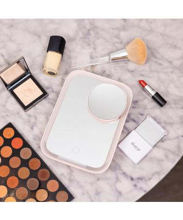 SARA Travel Magnifying Makeup Mirror with Dimmable LED Light - 10X Magnification, Rechargeable, Portable Pocket Stand - Ideal for Makeup Storage, Bedroom, Hotel, Cruise - Rose - Buy Online on GoSupps.com