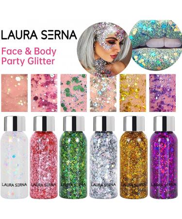 Buy Body Glitter Gel - Mermaid Sequins Chunky Glitter for Face Eyes Hair & Nails (2 Pack - Color G) | Long Lasting Sparkling Makeup Accessories - Buy Online on GoSupps.com