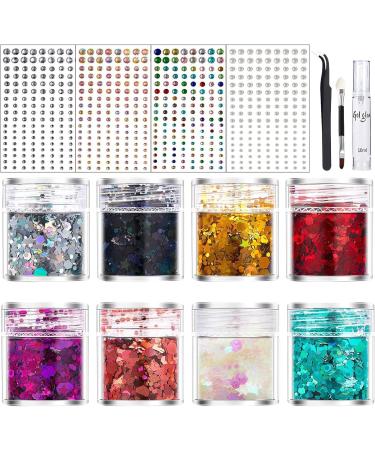  Monozoz Glitter cosmetic powder for the body glitter face paint for the body - Sparkling glitter for nightclubs and crafts - With gel glue and paint - Buy Online on GoSupps.com