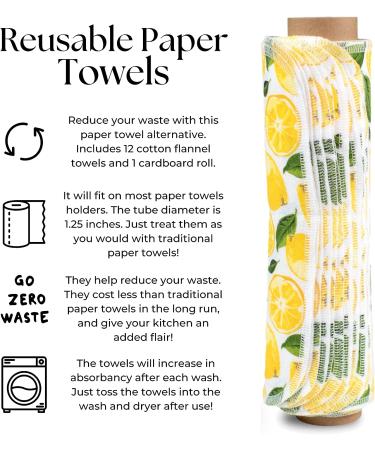 The Useless Brand Reusable Paper Towels Roll | Eco-Friendly Washable Cotton Flannel Towels | Zero Waste & Sustainable | Lemons 12 Count - Buy Online on GoSupps.com