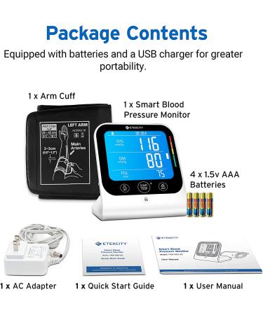 Etekcity Bluetooth Blood Pressure Monitor - Track, Monitor and Analyze Your Blood Pressure Levels Easily - Buy Online on GoSupps.com