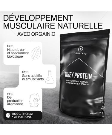 ORGAINIC Whey Protein - Whey from Grass-Fed Cows - Contains Essential and Non-Essential Amino Acids and BCAAs for Muscle Building - Cold Treated Non-GMO - 1000g Strawberry - Buy Online on GoSupps.com
