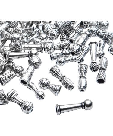 Tibetan Bead Caps 100g - Antique Silver Alloy Cone Flower Tassel End Caps for Jewelry Making - DIY Crafts - Buy Online on GoSupps.com