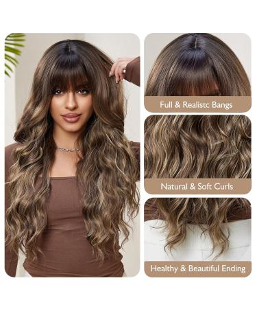 Testar 26-Inch Long Brown Curly Wig for Women - Natural Heat-Resistant Fiber Perfect for Daily Wear & Parties - Stylish Brown Blonde Wig with Ponytail - Buy Online on GoSupps.com
