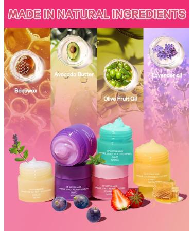 Lip Sleeping Mask Set-5 Pcs Lip Balm Hydrating Lip Mask Overnight Lip Treatment Care for Dry Cracked Lips Day &Night Moisturize &Nourish Korean Lip Gloss Women to Improve Lip Color With Shea Butter 5pcs - Buy Online on GoSupps.com