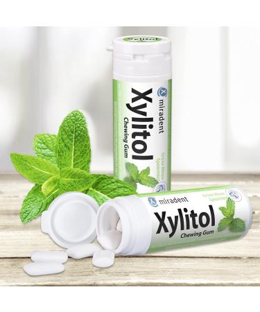Buy 6x Miradent Xylitol Chewing Gum - Spearmint Dental Care 30 Pieces Tin | International Shipping - Buy Online on GoSupps.com