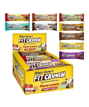 FITCRUNCH Snack Size Protein Bars 6-Layer Baked Bar 3g of Sugar Gluten Free & Soft Cake Core (9 Count Flavor Lovers)