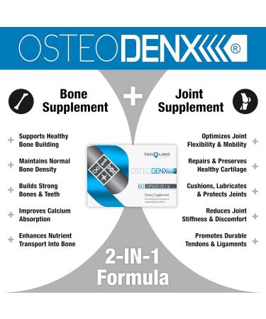 bioQuad OSTEODENX - Bone & Joint Support Supplement for Healthy Bone & Improved Joint Mobility with Lactoferrin Collagen Vitamin K2 & Vitamin D3 (30 Capsules) - Buy Online on GoSupps.com