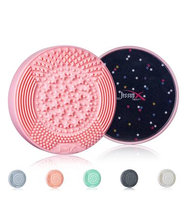 Jessup brush cleaner mat silicone make-up brush cleaning matte with sponge make-up brush eyes shadow brush eye brush Powder brush washing tool (pink) A005 A-rosa - Buy Online on GoSupps.com