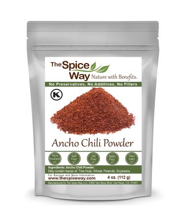 The Spice Way Premium Ancho Chile - Pure chili powder ( 4 oz ) made from pure dried peppers with no additives no agents. resealable bag - Buy Online on GoSupps.com